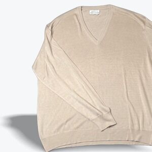 Maus & Hoffman V Neck Sweater Pure Silk Made in Scotland Mens Luxury Large